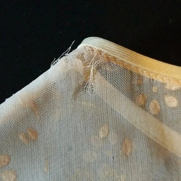 50s Pale Yellow Chiffon Floral Dress Sweatheart - Picture 6 of 8